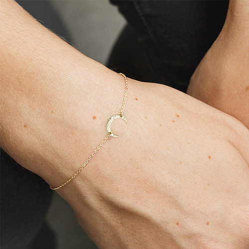 Novos acessórios simples de aço inoxidável criativo em forma de lua pulseira banhado a ouro moda pulseira atacado jóias