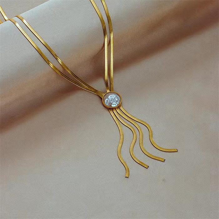 Collier de perles artificielles plaqué or 18 carats, élégant, rond, en acier inoxydable, vente en gros