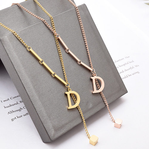 Simple Style Letter Stainless Steel Plating 18K Gold Plated Necklace