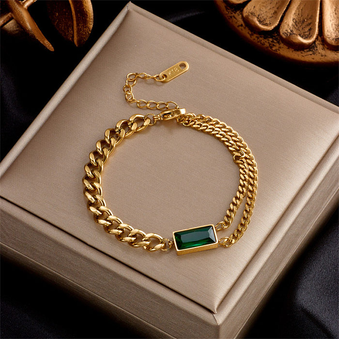 Fashion Geometric Titanium Steel Plating Inlay Zircon Bracelets 1 Piece