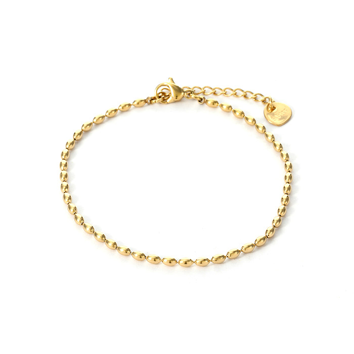 Simple Style Commute Solid Color Stainless Steel Beaded Plating 14K Gold Plated Bracelets