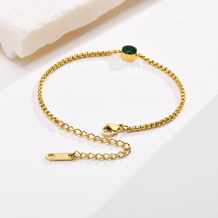 Casual Solid Color Stainless Steel Plating Inlay Zircon Gold Plated Bracelets
