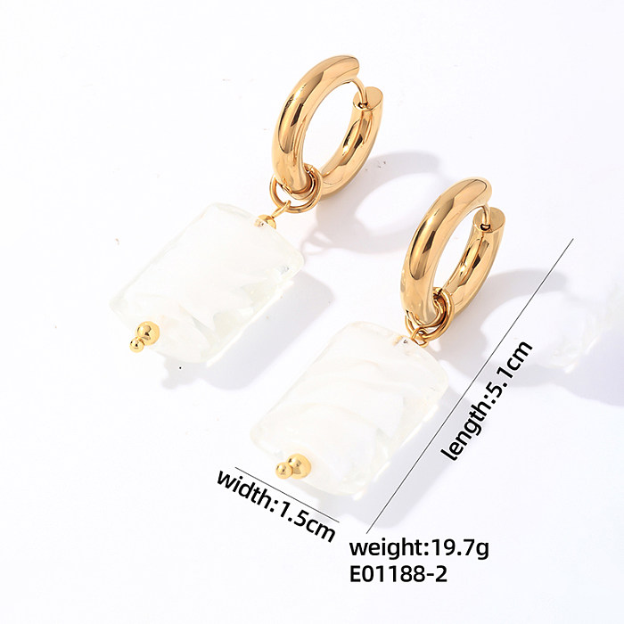 1 Pair Simple Style Round Oval Plating Stainless Steel  Gold Plated Drop Earrings