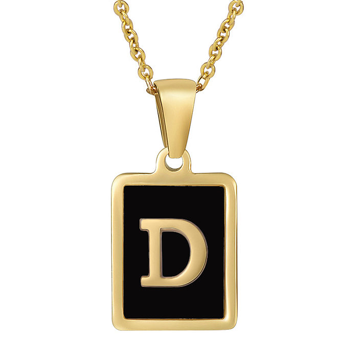 Fashion Letter Square Stainless Steel  Stainless Steel Plating Pendant Necklace 1 Piece