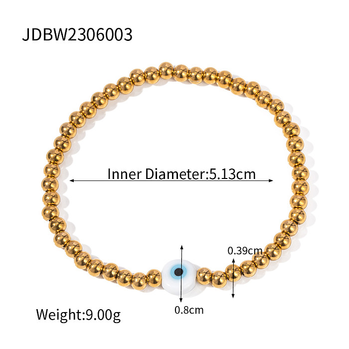 Bracelets plaqués or 18 carats avec perles en acier inoxydable Oeil du Diable de style simple