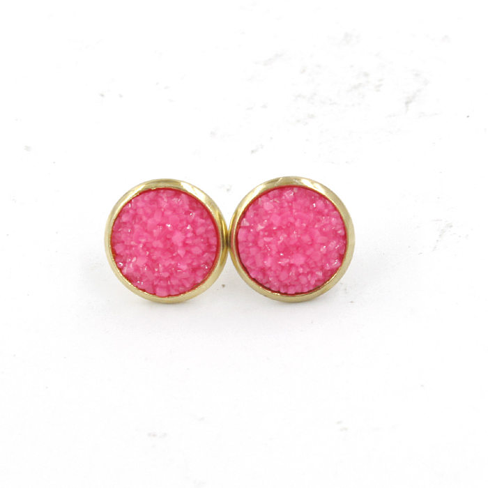 1 Pair IG Style Simple Style Round Plating Stainless Steel  Gold Plated Ear Studs