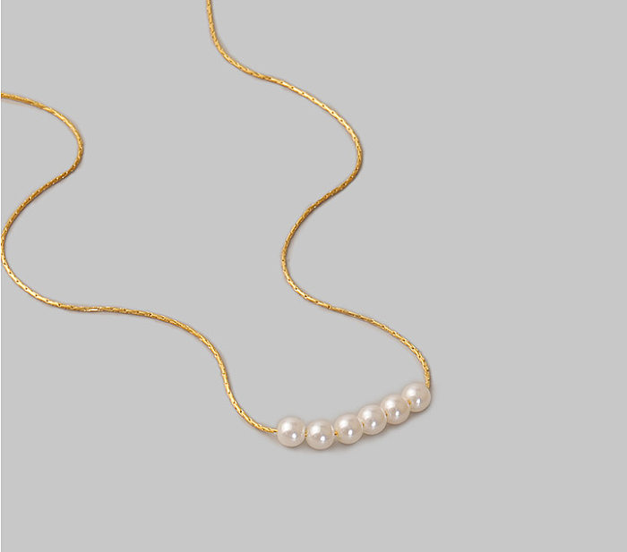 Großhandel Schmuck Einfache Perle Edelstahl Halskette Schmuck