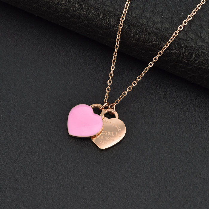 IG Style Simple Style Devil's Eye Heart Shape Stainless Steel Plating Pendant Necklace