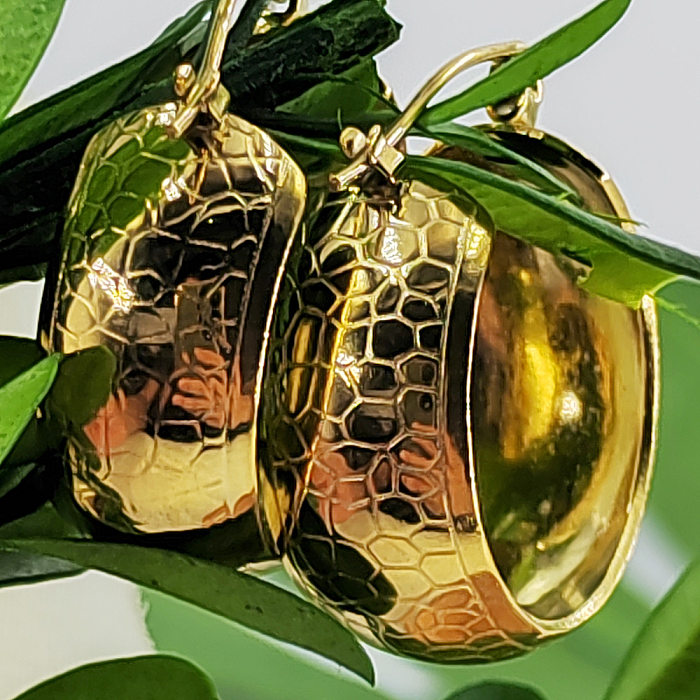 1 Pair Classic Style Plaid Solid Color Plating Stainless Steel  18K Gold Plated Earrings