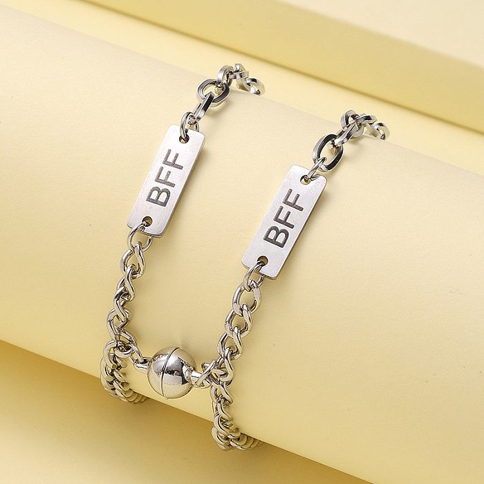 1 Pair Fashion Letter Stainless Steel Handmade Bracelets