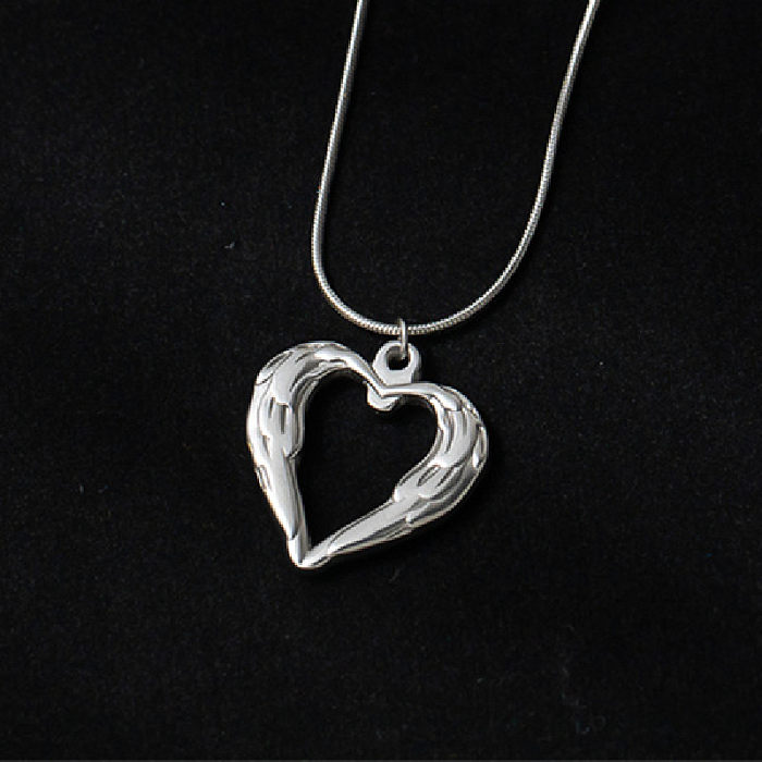 Lady Simple Style Commute Heart Shape Stainless Steel Plating Pendant Necklace