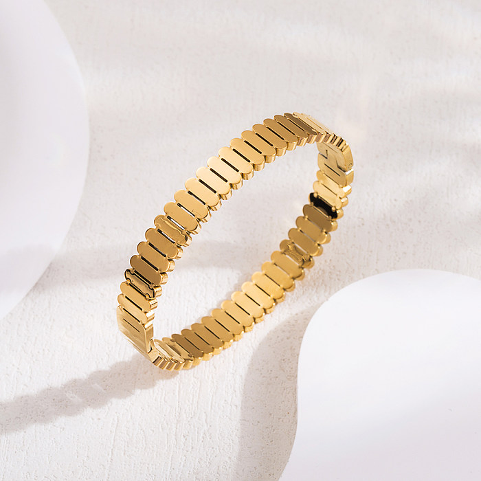 Bracelet plaqué or 18 carats en acier inoxydable avec zircon de couleur unie de style vintage IG