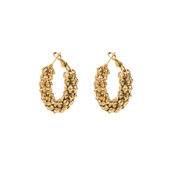 1 Paar elegante, luxuriöse, runde, vergoldete Ohrringe mit Blattauge aus Edelstahl