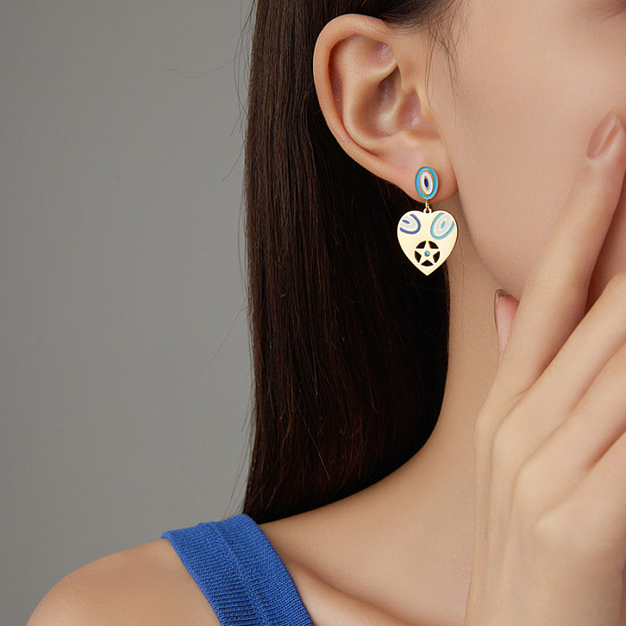 Simple Style Color Block Plating Inlay Stainless Steel  Zircon Gold Plated Drop Earrings
