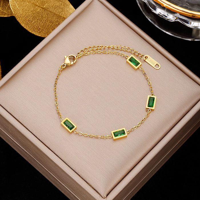 Schlichter Stil mit geometrischen Armbändern aus Edelstahl mit Intarsien und künstlichen Perlen