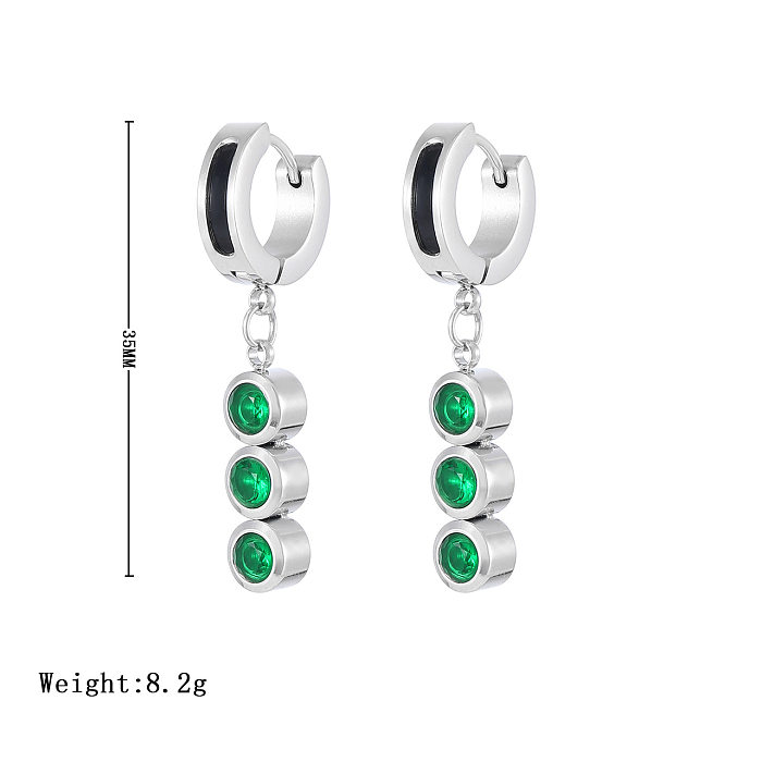 1 Pair Simple Style Geometric Plating Inlay Stainless Steel  Zircon Drop Earrings