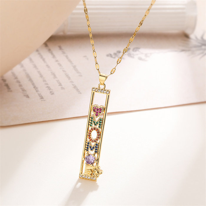 IG Style Simple Style Love Letter Star Stainless Steel  Copper Gold Plated Zircon Pendant Necklace In Bulk