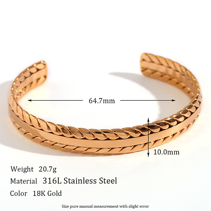 Bracelet plaqué or 18K de placage d'acier inoxydable de grain de style classique de style simple