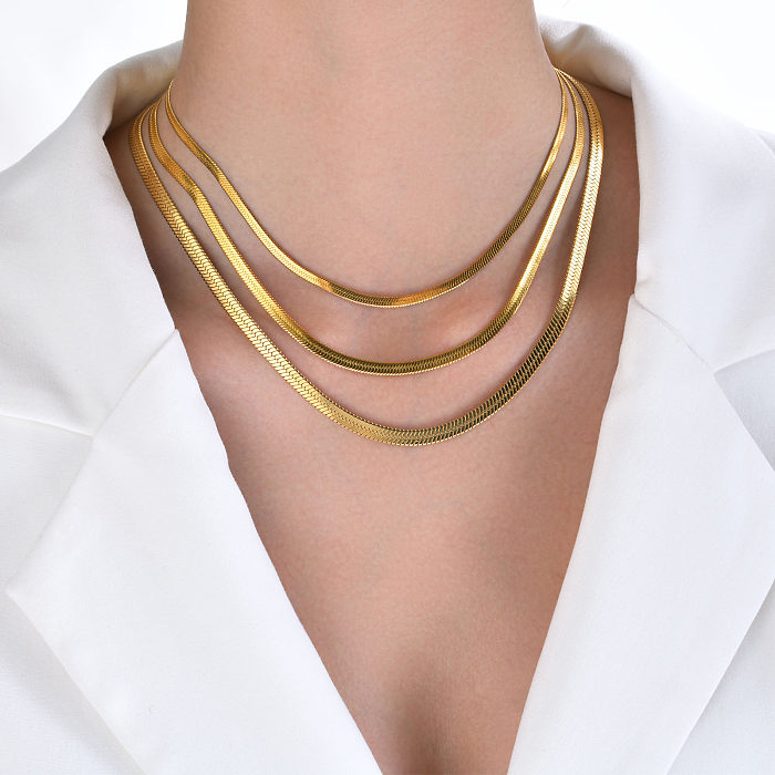 INS-Stil, Retro-Stil, schlichter Stil, einfarbig, Edelstahl-Beschichtung, 18 Karat vergoldete Halskette