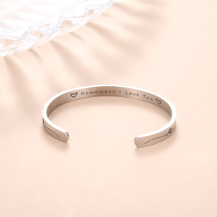 Casual Simple Style Classic Style Letter Stainless Steel Titanium Steel Titanium Steel In Bulk