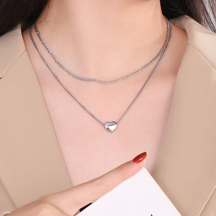 Sweet Heart Shape Stainless Steel Chain Necklace