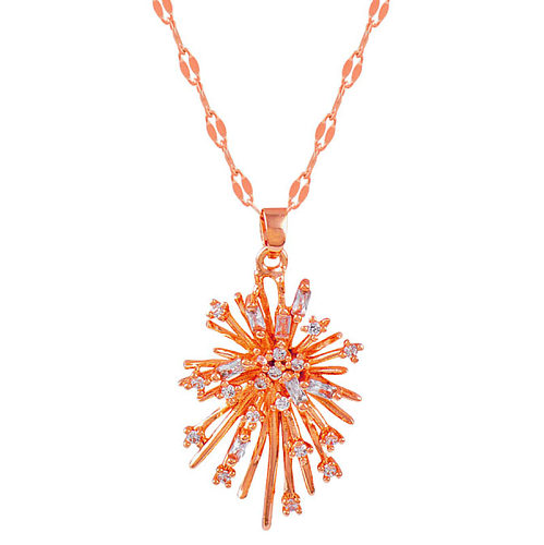 Fashion Fireworks Stainless Steel Inlay Zircon Pendant Necklace 1 Piece