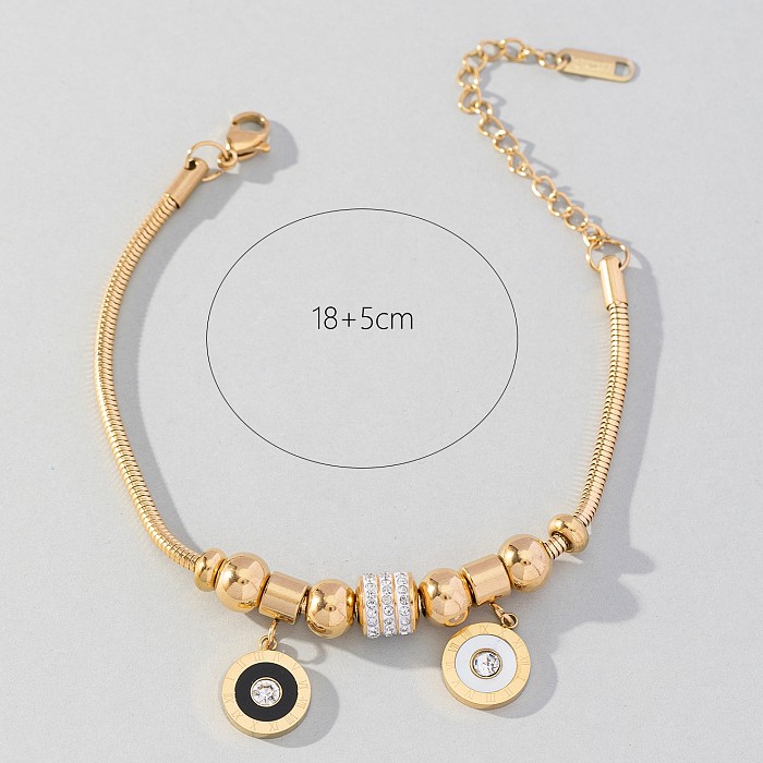 Bracelets de pierres précieuses artificielles incrustées d'acier inoxydable de cercle de style simple