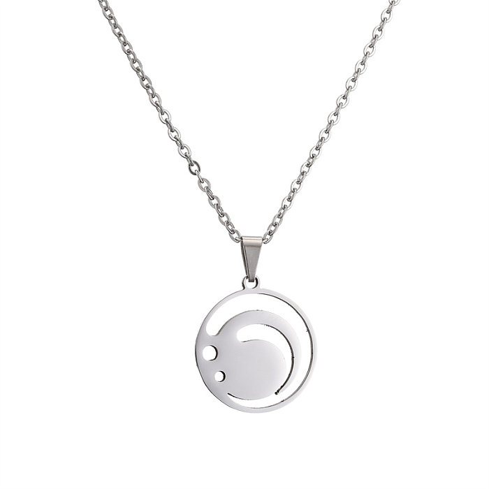Funny Human Smiley Face Stainless Steel  Plating Pendant Necklace