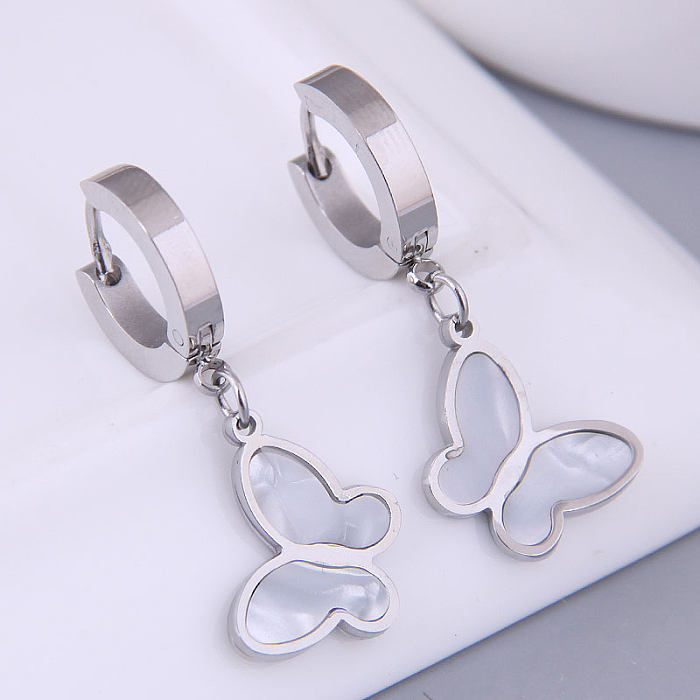 Korean Fashion Butterfly Stainless Steel Personalized Hoop Earrings