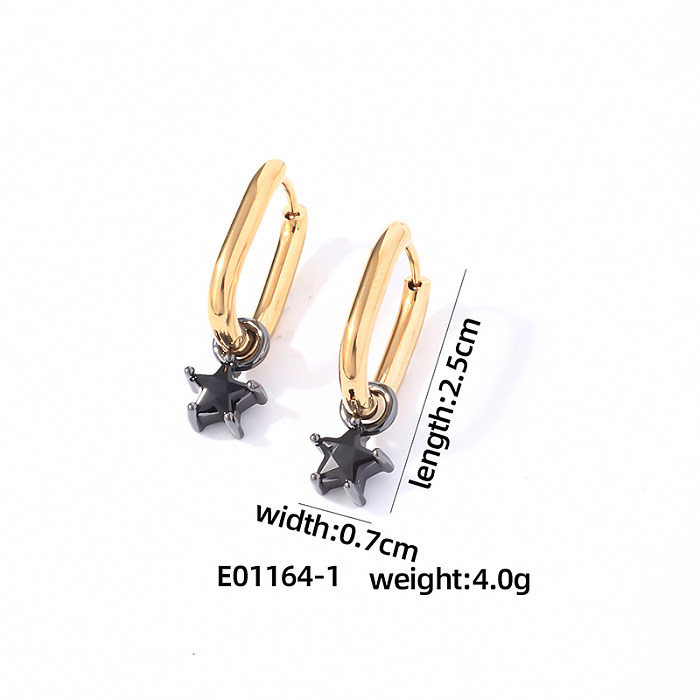 1 Pair Casual Vintage Style Simple Style Star Plating Inlay Stainless Steel  Zircon Drop Earrings