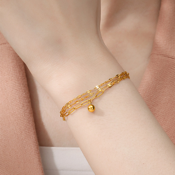 Wholesale Simple Style Round Stainless Steel 18K Gold Plated Bracelets