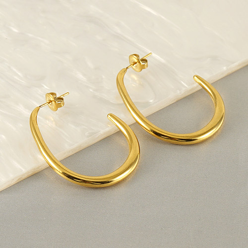 1 Pair Modern Style C Shape Stainless Steel  Plating 18K Gold Plated Ear Studs