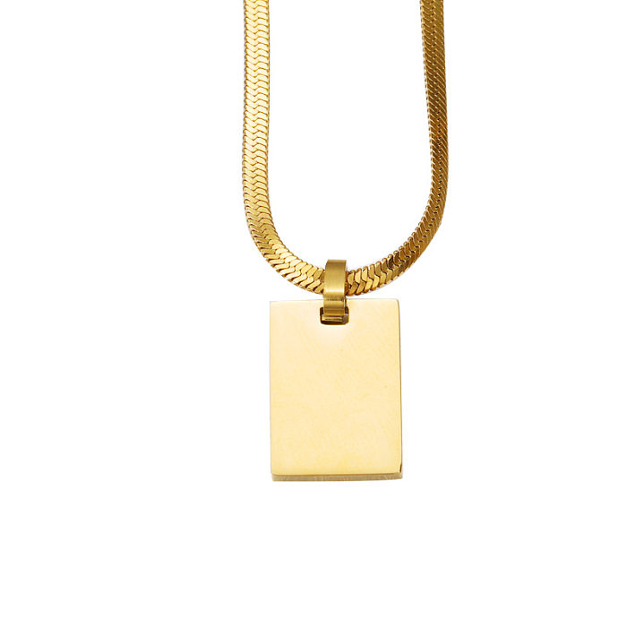 Collier pendentif géométrique en acier inoxydable plaqué or et argent, Streetwear, en vrac