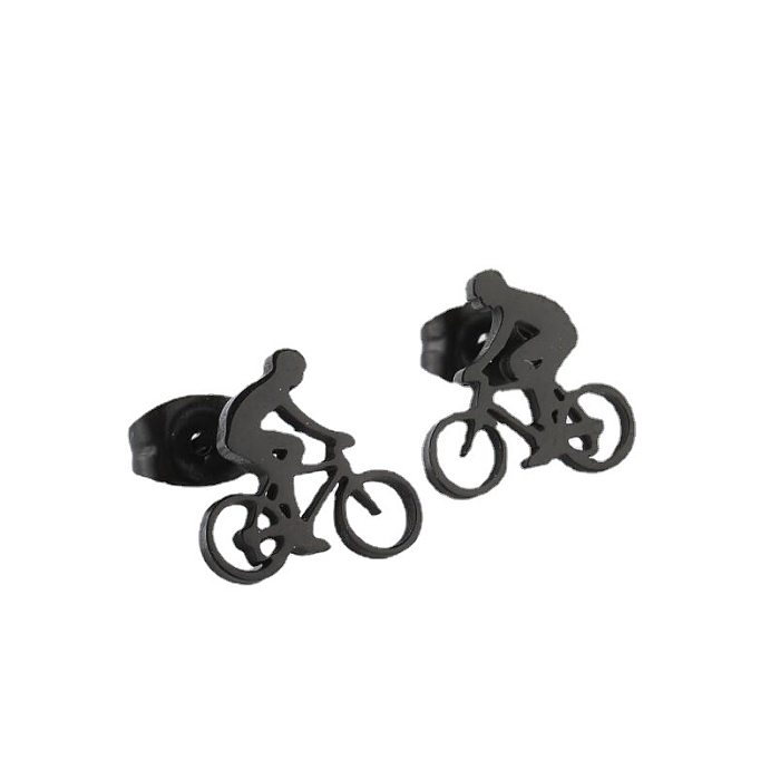 Originelles Fahrrad-Ohrstecker-Design aus Edelstahl mit Beschichtung ohne eingelegte Edelstahl-Ohrringe