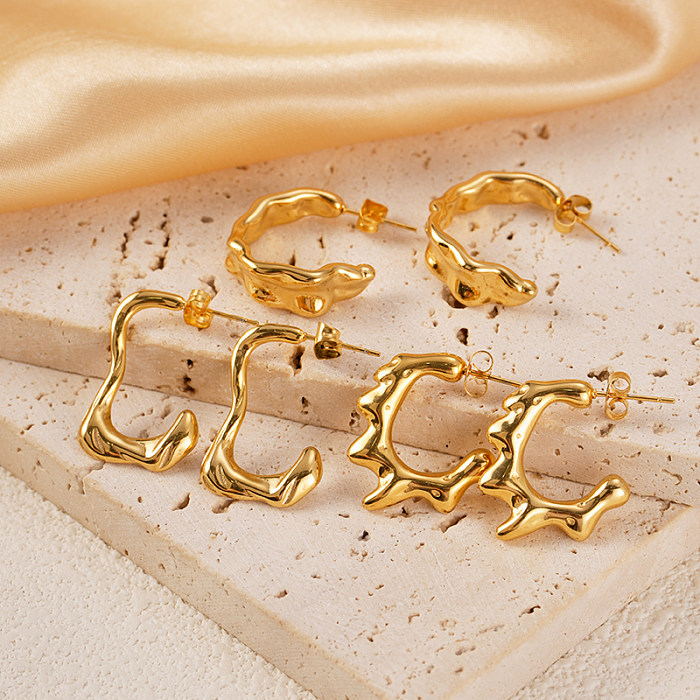 1 par de brincos de orelha banhados a ouro de aço inoxidável estilo simples de férias