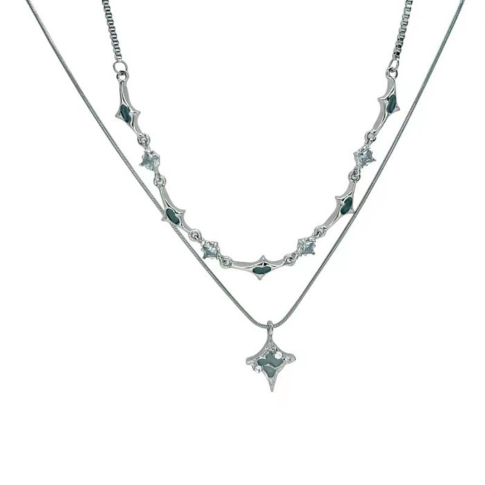 IG Style Star Stainless Steel Plating Inlay Zircon Layered Necklaces