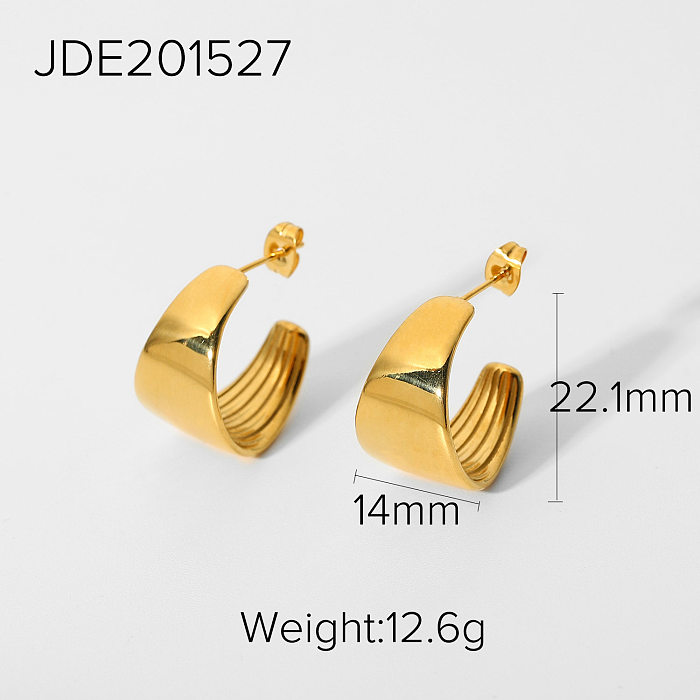 Wholesale Jewelry Smooth Wide C-shaped Stainless Steel  Exaggerated Earrings jewelry