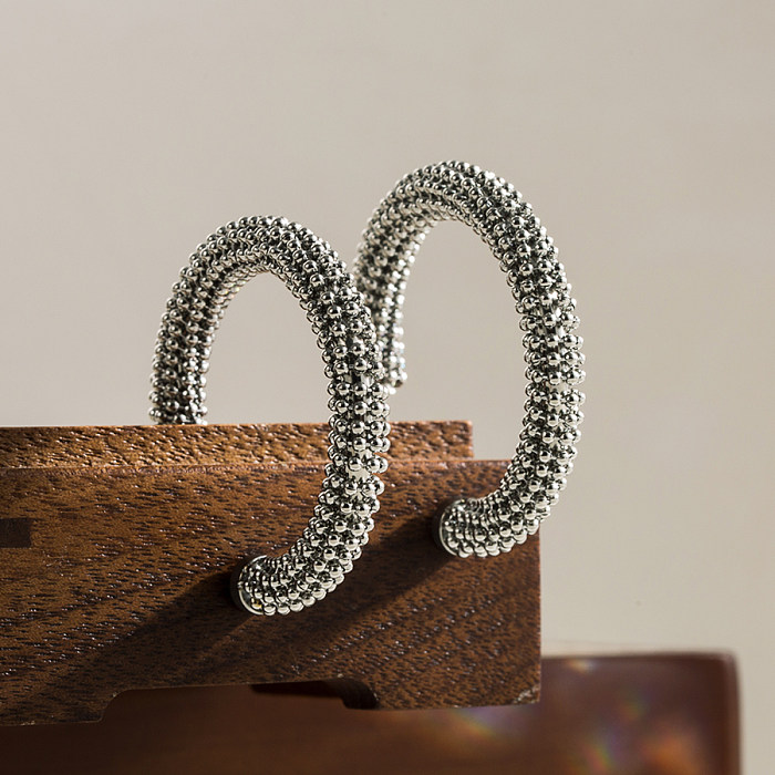 1 paire de boucles d'oreilles en acier inoxydable plaqué or, Style Vintage, Simple, en forme de C, demi-cercle