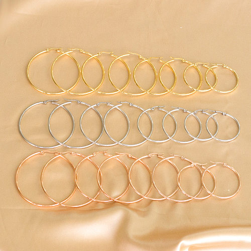 Fashion Circle Stainless Steel  Plating Earrings 1 Pair