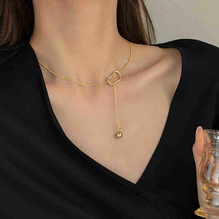 INS Style Solid Color Stainless Steel Necklace 1 Piece