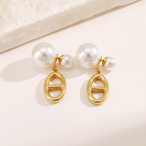 Boucles d'oreilles pendantes plaquées or 1 carats, 18 paire, Style français moderne, couleur unie, incrustation de perles artificielles