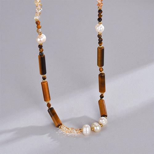 Niedliche Farbblock-Halskette aus Edelstahl mit 14-Karat-Vergoldung in großen Mengen