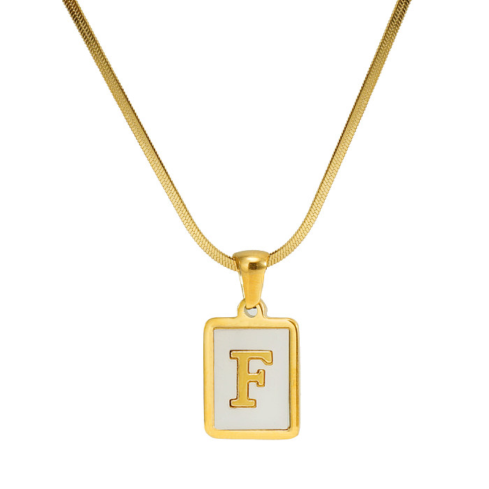 Casual French Style Letter Stainless Steel  Plating Inlay Shell 18K Gold Plated Pendant Necklace