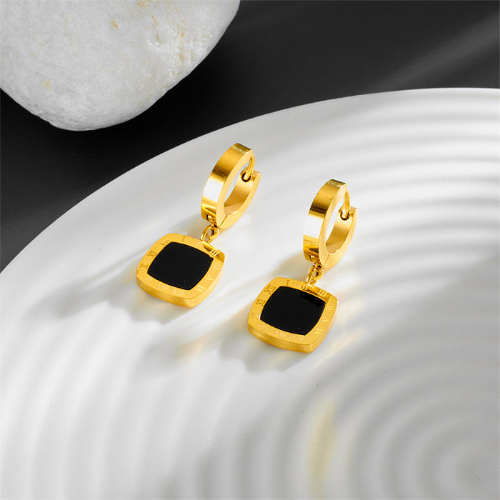 1 Pair Elegant Square Stainless Steel Plating Earrings