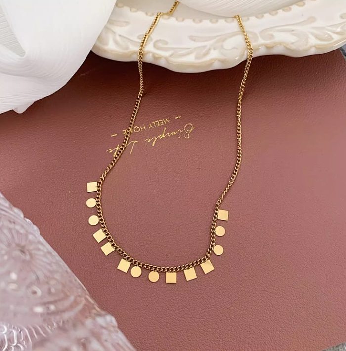 Simple Style Round Stainless Steel Plating Gold Plated Necklace