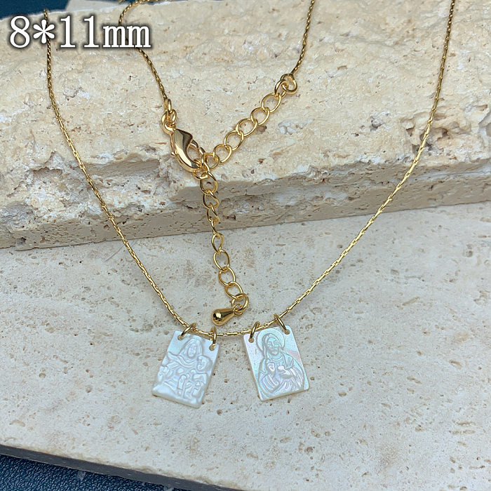 Simple Style Square Stainless Steel  Gold Plated Pendant Necklace In Bulk