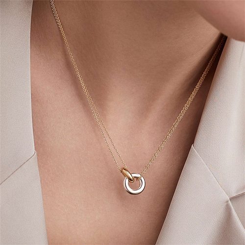Simple Style Circle Stainless Steel  Plating Pendant Necklace 1 Piece