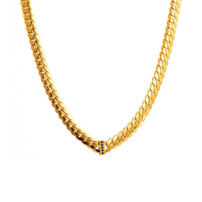 Collar de circonitas chapado en oro de acero inoxidable geométrico Hip-Hop