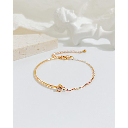 Simple Style Geometric Stainless Steel Inlay Zircon Bracelets 1 Piece