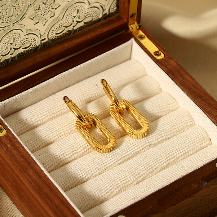 1 par de aretes chapados en oro de 18 quilates de acero inoxidable con revestimiento cuadrado de estilo francés